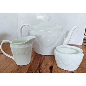 Vintage Coalport Bone China Tea Pot Creamer/Sugar Bowl  Oceanside Pattern 1990's